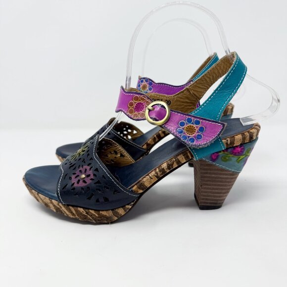 Spring Step Multicolor Leather High Heel Sandals Women's EU Size 39/US Size 8.5 - Picture 3 of 10